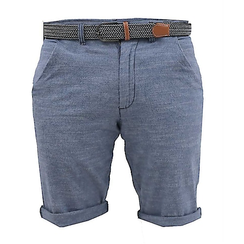 D555 Tiger Stretch Oxford Chino Shorts With Belt Blue